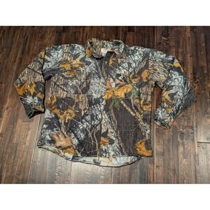 Mossy Oak Shirt Mens Large Camouflage Chamois Hunting Button Pockets W-MF006